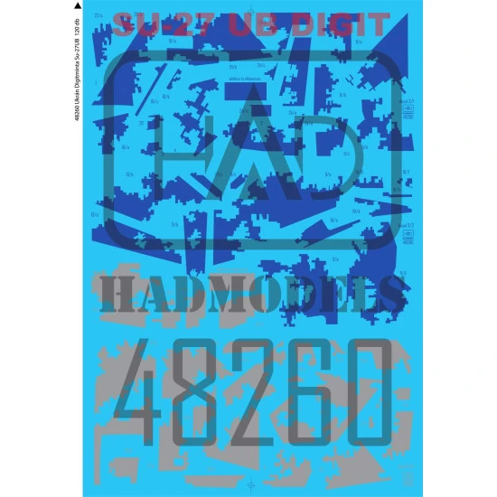 Had Models 48260 1/48 Decal For Su-27 Ub Ukrainian Digital Camouflage