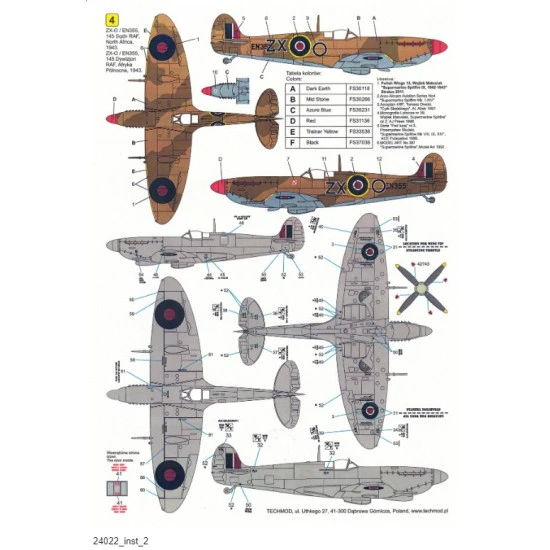 Techmod 24022 1/24 Decal For Supermarine Spitfire Mkixc Accessories For Aircraft