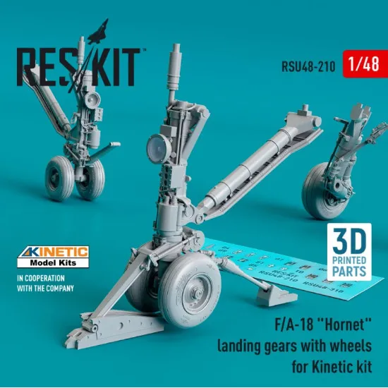 Reskit Rsu48-0210 1/48 F A18 Hornet Landing Gears With Wheels For Kinetic Kit Resin 3d Printed