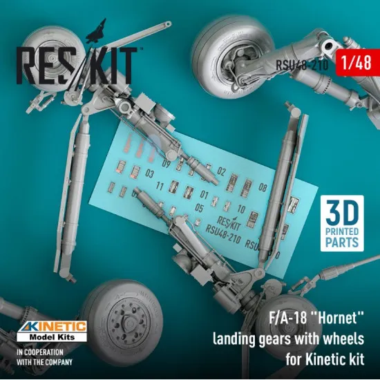 Reskit Rsu48-0210 1/48 F A18 Hornet Landing Gears With Wheels For Kinetic Kit Resin 3d Printed