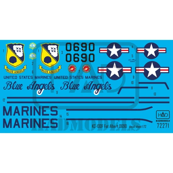 Had Models 72271 1/72 Decal For Kc-130f Fat Albert 0690 Blue Angels