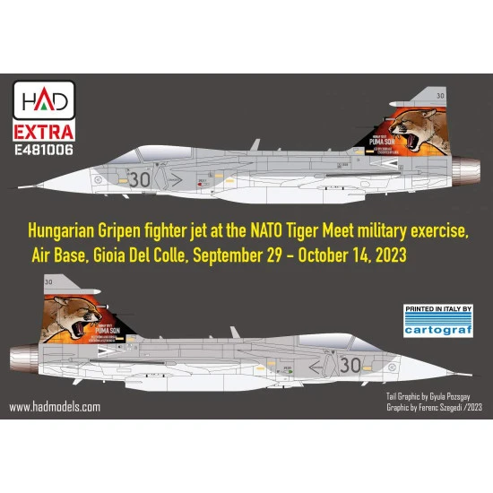 Had Models E481006 1/48 Decal For Jas-39 Gripen Tigermeet 2023 Hunaf