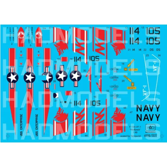 Had Models 48218 1/48 Decal For F-14a Vf-1 Wolfpack Uss Enterprise