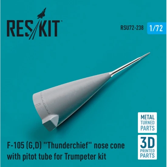 Reskit Rsu72-0238 1/72 F 105 G D Thunderchief Nose Cone With Pitot Tube For Trumpeter Kit Metal 3d Printed