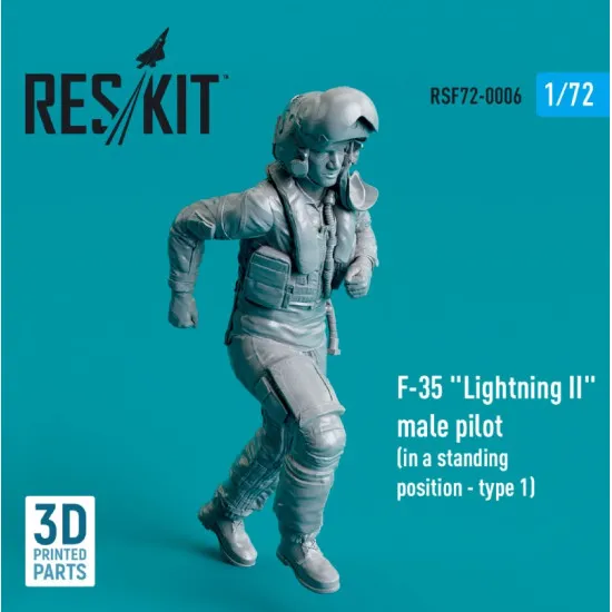 Reskit Rsf72-0006 1/72 F35 Lightning Ii Male Pilot In A Standing Position Type 1 3d Printed