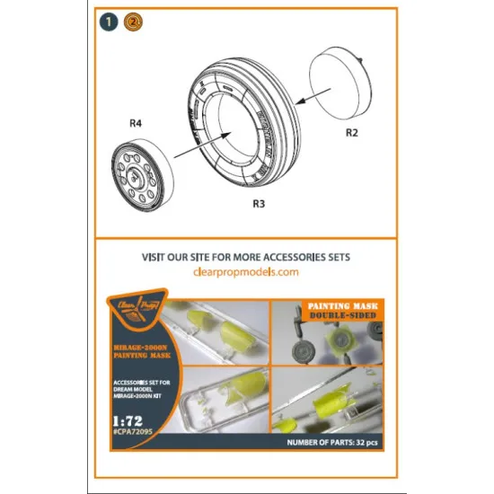 Clear Prop 72107 1/72 Mirage 2000 Wheel Set Resin Model