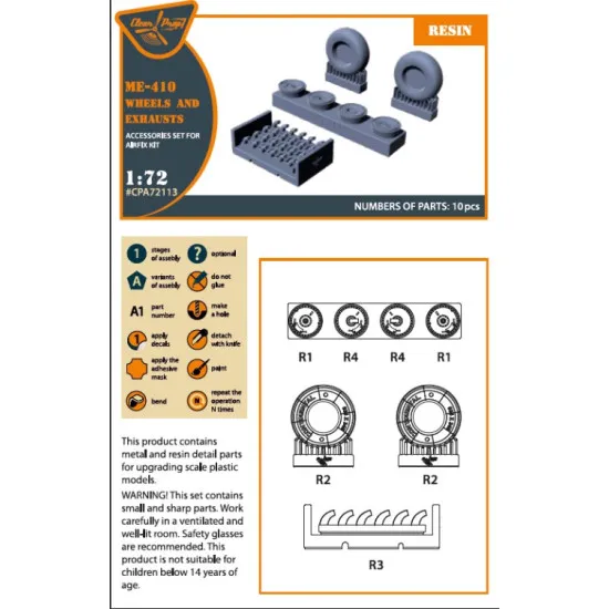 Clear Prop 72113 1/72 Me410 B 1 U2 U4 R4 Wheel Set And Exhausts Resin Model