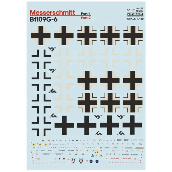 Print Scale 48-280 1/48 Me109 G6 Part 2 The Complete Set 2 Leaf