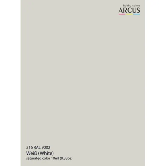 Arcus A216 Acrylic Paint Ral 9002 Weib Saturated Color 10ml