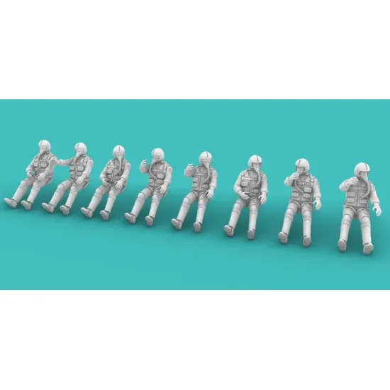 Rise144 Models Rm069 1/144 Vietnam Era Pilots Sitting 8x Pilots Different Poses