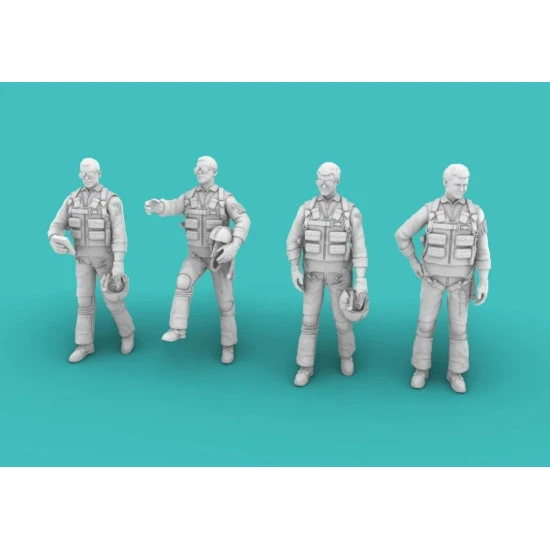 Rise144 Models Rm070 1/144 Vietnam Era Pilots Standing 4x Pilots Different Poses