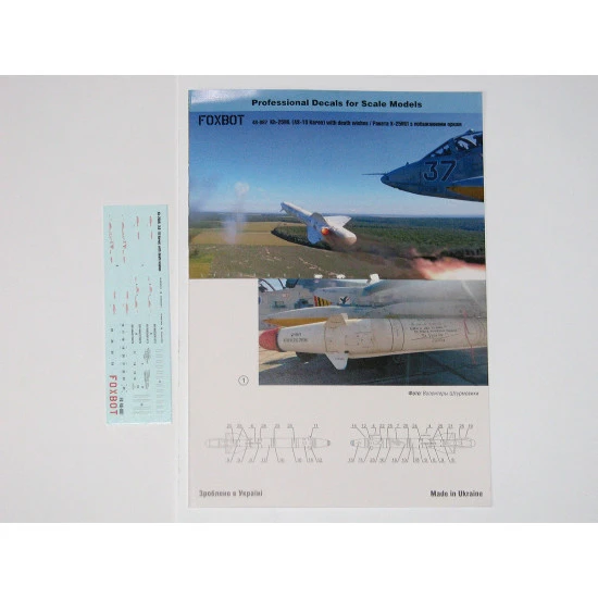 Foxbot 48-087 1/48 Stencils For Missile Kh 25ml As 10 Karen With Death Wishes Ukranian Air Forces For Soviet Aircraft Kits