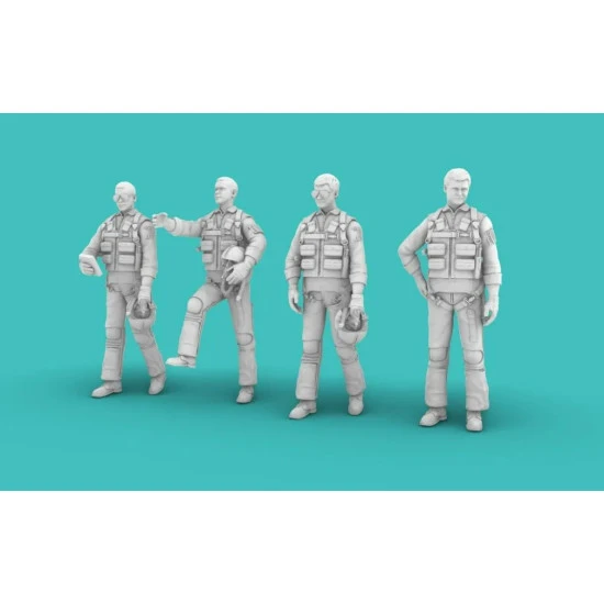 Rise144 Models Rm72020 1/72 Vietnam Era Pilots Standing 4x Pilots, Diff Poses