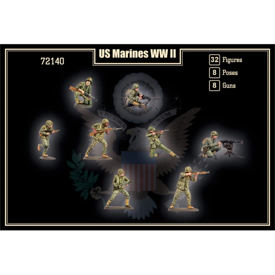 Mars Figures 72140 1/72 U.s. Marines Ww Ii 32 Figures. 8 Poses