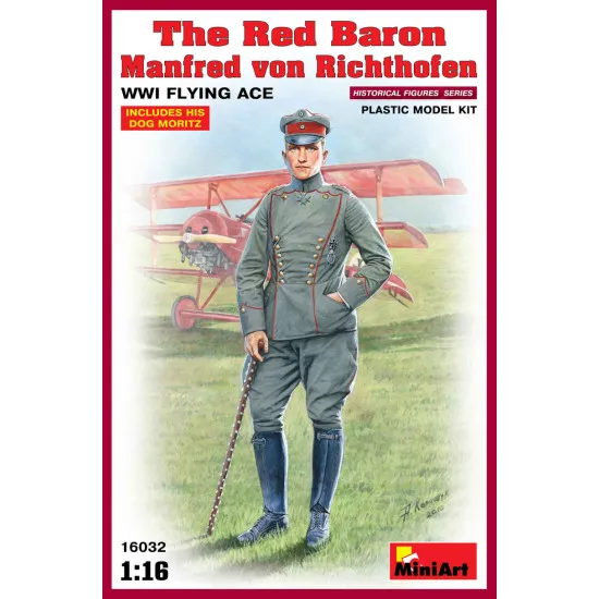 THE RED BARON MANFRED VON RICHTHOFEN WWI FLYING ACE PLASTIC MODEL KIT 1/16 MINIART 16032