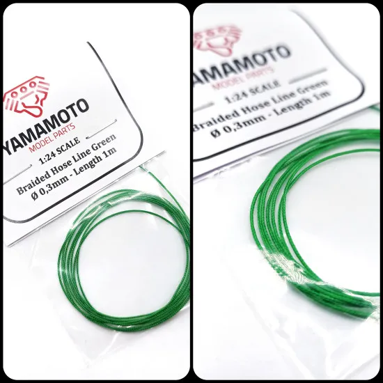 Yamamoto Ymptun88 1/24 Braided Hose Line Green 0,3mm 1m Upgrade Kit