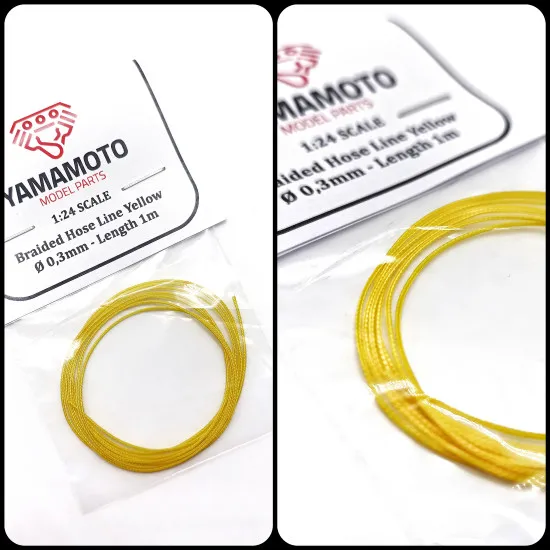 Yamamoto Ymptun89 1/24 Braided Hose Line Yellow 0,3mm 1m Upgrade Kit