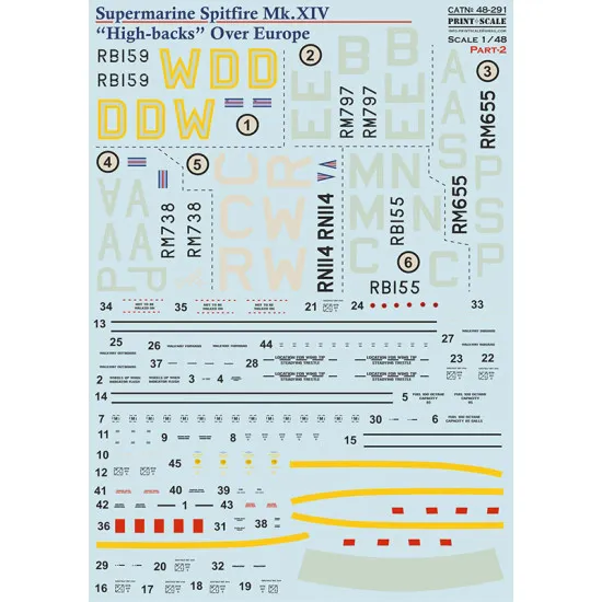 Print Scale 48-291 1/48 Supermarine Spitfire Xiv High Backs Part 2 The Complete Set 1.5 Leaf