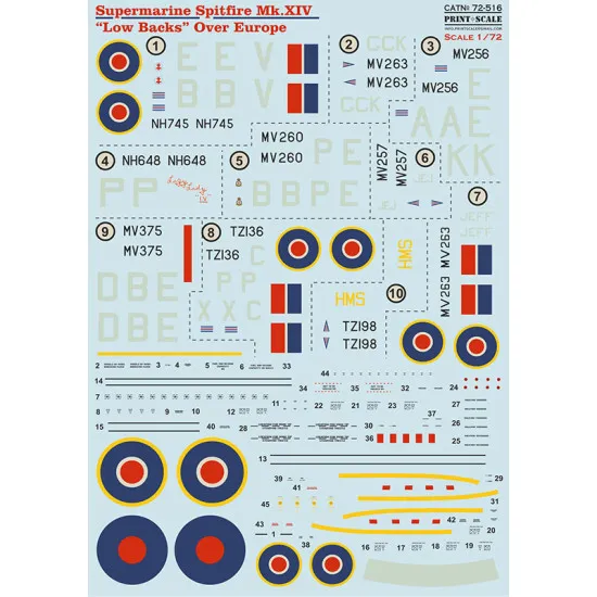 Print Scale 72-516 1/72 Supermarine Spitfire Xiv Low Backs Over Europe
