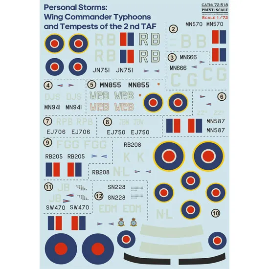 Print Scale 72-518 1/72 Personal Storms Wings Commander Typhoons And Tempest 2nd Taf