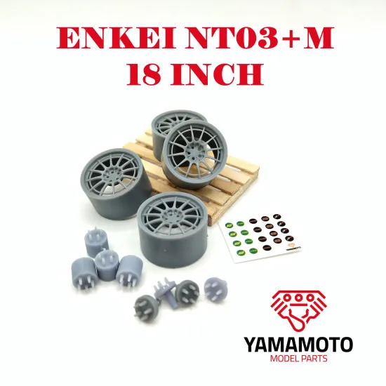 Yamamoto Ymprim10 1/24 Resin Wheels Enkei Nt03 And M 18inch, Adapters, Decals