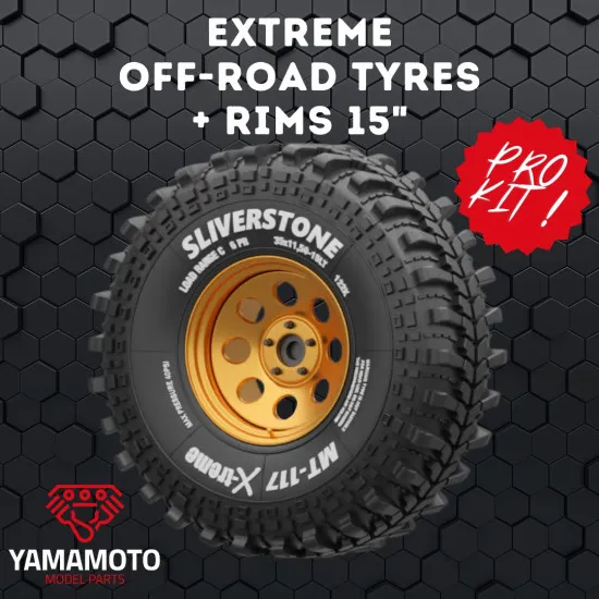 Yamamoto Ymprim20 1/24 Resin Wheels Extreme Off-road Tyres And Rims
