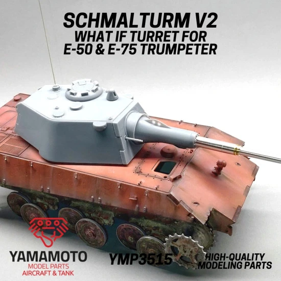 Yamamoto Ymp3515 1/35 Schmalturm V2 What If Turret With Metal Barrel For E-50 / E-75 Trumpeter Resin Kit Yamamoto Ymp3515 1/35 Schmalturm V2 What If Turret With Metal Barrel For E-50 / E-75 Trumpeter Resin Kit