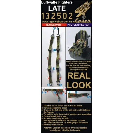 Hgw 132502 1/32 Seatbelts Luftwaffe Fighters Late Accessoreis For Aircraft