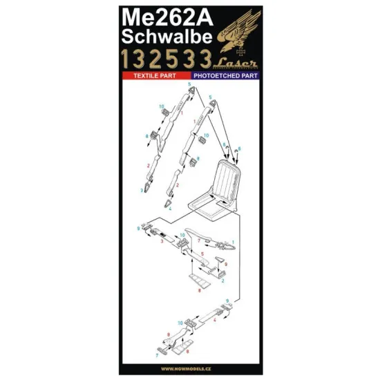 Hgw 132533 1/32 Seatbelts For Messerschmitt Me262a Schwalbe Accessories Kit