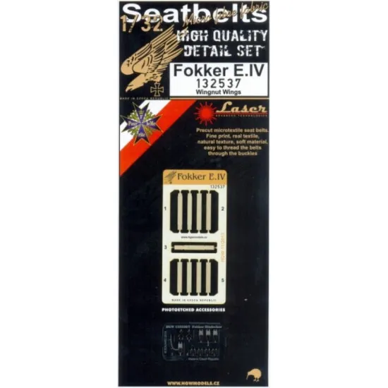 Hgw 132537 1/32 Seatbelts For Fokker E.iv For Wingnut Wings Accessories Kit