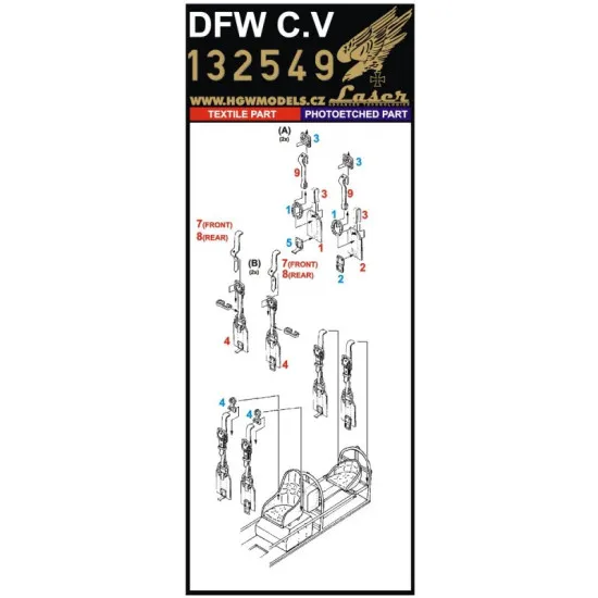 Hgw 132549 1/32 Seatbelts For Dfw C.v For Wingnut Wings Accessories Kit