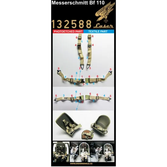 Hgw 132588 1/32 Seatbelts For Messerschmitt Bf110 Dragon And Revell Accessories