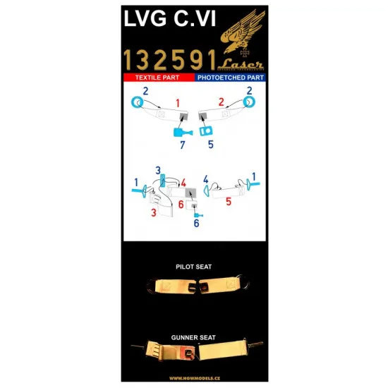 Hgw 132591 1/32 Seatbelts For Lvg C.vi By Wingnut Wings Accessories For Aircraft