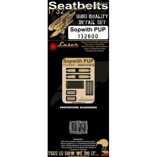 Hgw 132600 1/32 Seatbelts For Sopwith Pup Accessories For Aircraft