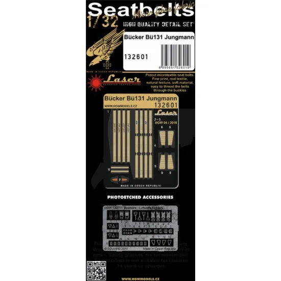 Hgw 132601 1/32 Seatbelts For Bucker Bu131 Jungmann Accessories For Aircraft