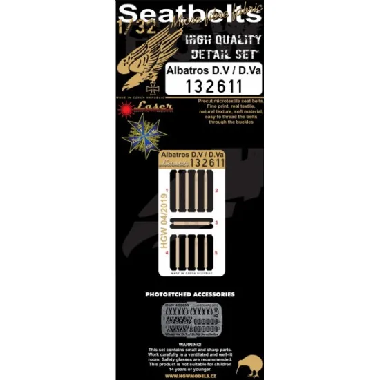 Hgw 132611 1/32 Seatbelts For Albatros D.v / D.va By Wingnut Wings Accessories