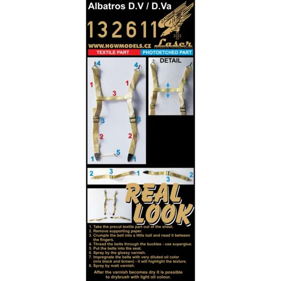 Hgw 132611 1/32 Seatbelts For Albatros D.v / D.va By Wingnut Wings Accessories