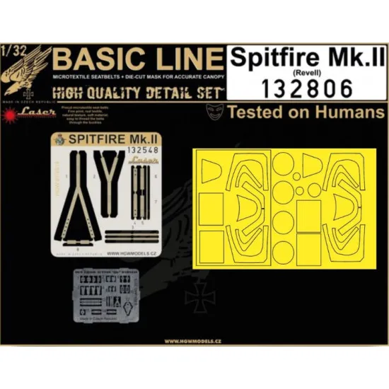 Hgw 132806 1/32 Spitfire Mk.ii Basic Line Seatbelts And Masks For Revell Hgw 132806 1/32 Spitfire Mk.ii Basic Line Seatbelts And Masks For Revell