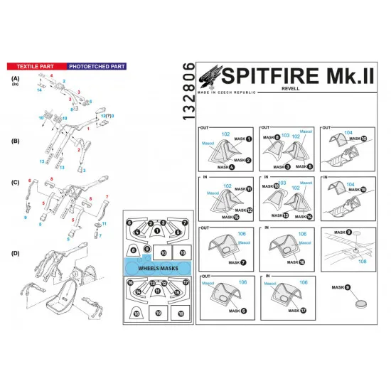 Hgw 132806 1/32 Spitfire Mk.ii Basic Line Seatbelts And Masks For Revell Hgw 132806 1/32 Spitfire Mk.ii Basic Line Seatbelts And Masks For Revell