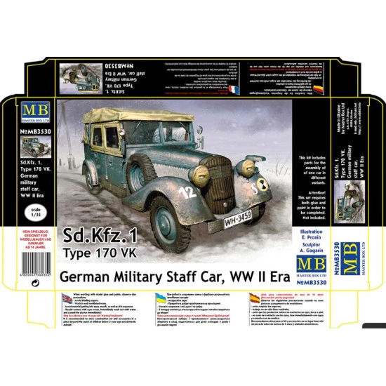 Master Box 3530 1/35 Sd. Kfz. 1 Type 170 Vk. German Military Staff Car. Ww Ii Era