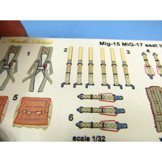 Metallic Details Mdp32001 1/32 Mig 15 Mig 17. Seat Belts Accessories Kit