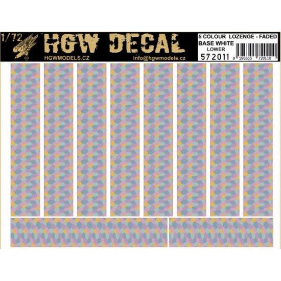 Hgw 572011 1/72 Decal 5 Colour Lozenge Lower Base White Decals For Aircraft