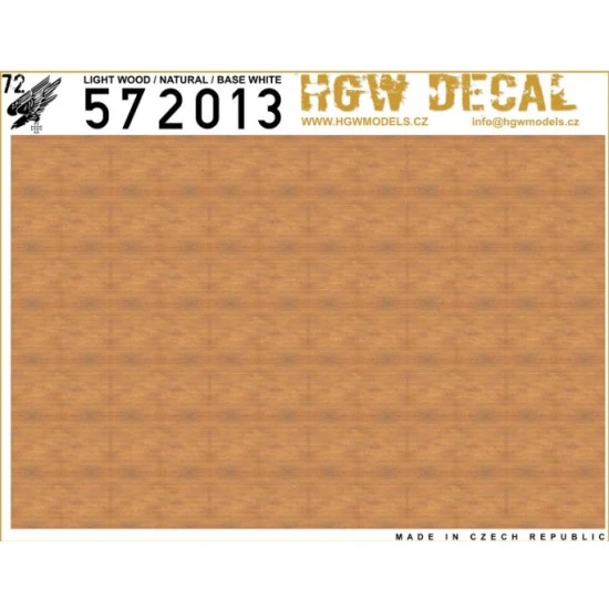 Hgw 572013 1/72 Decal Natural Light Wood Base White Decals For Aircraft