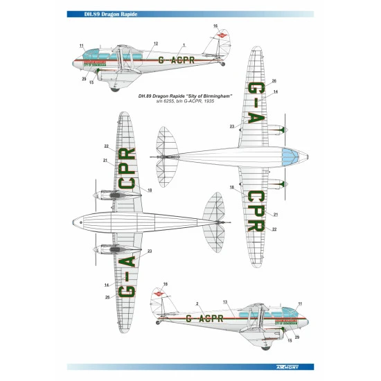 Armory Ar-48005 1/48 Dh.89 Dragon Rapide Short Haul Airliner Interwar Service Pt.1 Railway Air Services