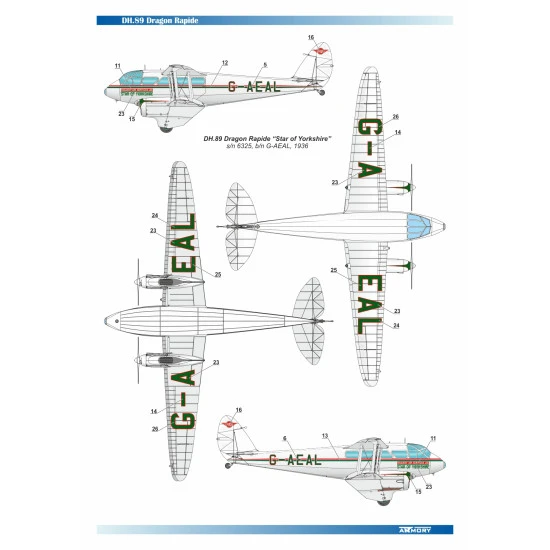 Armory Ar-48005 1/48 Dh.89 Dragon Rapide Short Haul Airliner Interwar Service Pt.1 Railway Air Services