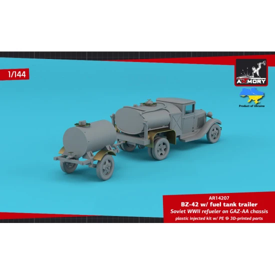 Armory Ar-14207 1/144 Bz 42 Soviet Wwii Refueler On Gaz Aa Chassis W 1 Axle Fuel Tank Trailer
