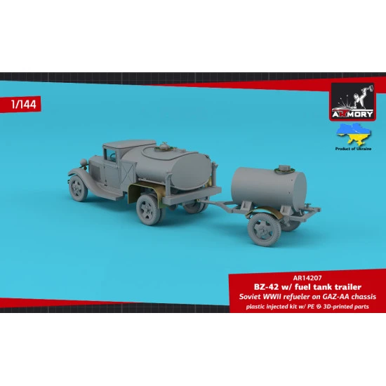 Armory Ar-14207 1/144 Bz 42 Soviet Wwii Refueler On Gaz Aa Chassis W 1 Axle Fuel Tank Trailer
