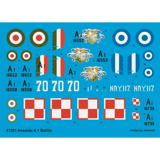 Techmod 41111 1/48 Ansaldo A1 Balilla Italian Fighter Ww I Plastic Model Kit