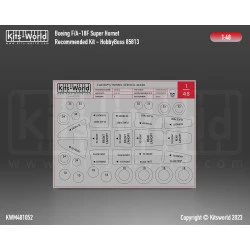 Kits World Kwm481052 1/48 Paint Mask Boeing F/A-18f Canopy/Wheel Hobbyboss 85813