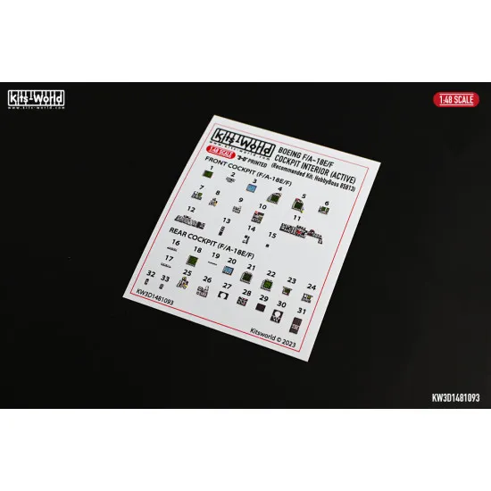 Kits World Kw3d1481093 1/48 Cockpit Interior Boeing F/A-18e/F Super Hornet Hobby Boss 85813